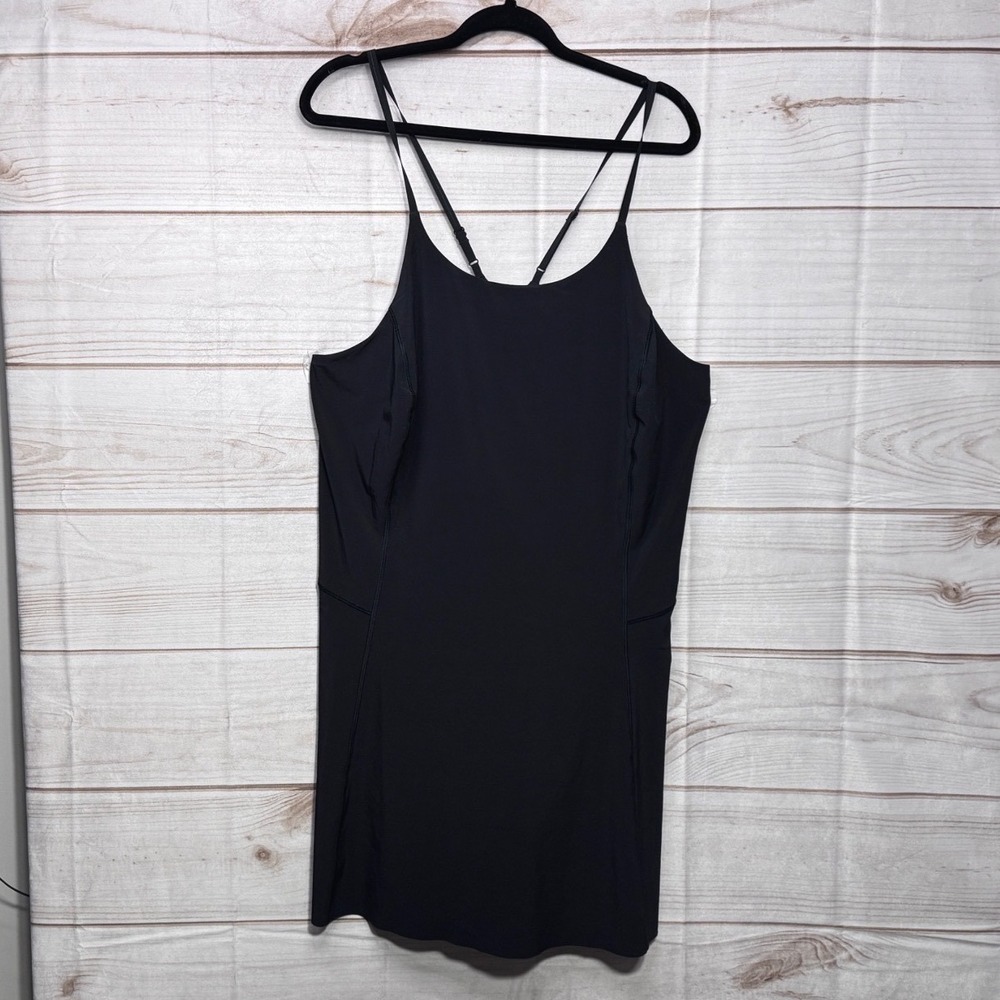 Athleta Infinity Dress Black Strappy Racerback Mini Dress Skater Tennis Size 2X